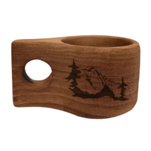 Rustikale Holztasse – Handgefertigte Campingtasse Modell Mountain