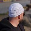 Häkel Weißer Türkischer Kufi Taqiyah - Traditioneller Muslimischer Baumwollhut