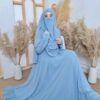 Hellblau Muslimische quadratische Schal- & Halbe Niqab-Set für Frauen