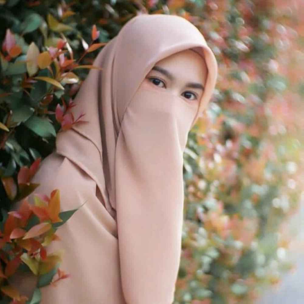 Hellbraun Islamische Crepe Schal- & Halbe Niqab-Set für Frauen
