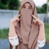 Hellbraun Islamische Crepe Schal- & Halbe Niqab-Set für Frauen