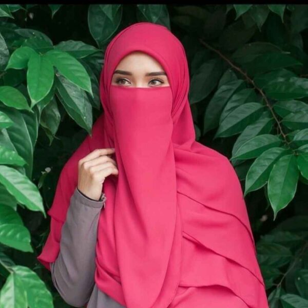 Magenta Islamische Crepe quadratische Schal- & Niqab-Set für Frauen