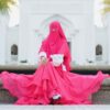 Magenta Islamische Crepe quadratische Schal- & Niqab-Set für Frauen
