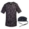 Herren-Schwarzes Medizinisches Scrub-Oberteil & Mütze Set – Elegant & Professionell