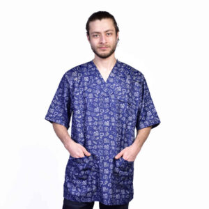 Herren-Blaues Medizinisches Scrub-Oberteil & Mütze Set – Stilvoll & Funktional