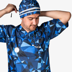Herren-Blaues Pflege-Uniform – Oberteil & Mütze Set