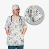 Herren-Weißes Pflege-Scrub-Oberteil & Mütze Set – Sauber & Bequem