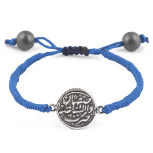 Minimalistisches Silberarmband mit blauer Schnur – Rise Design