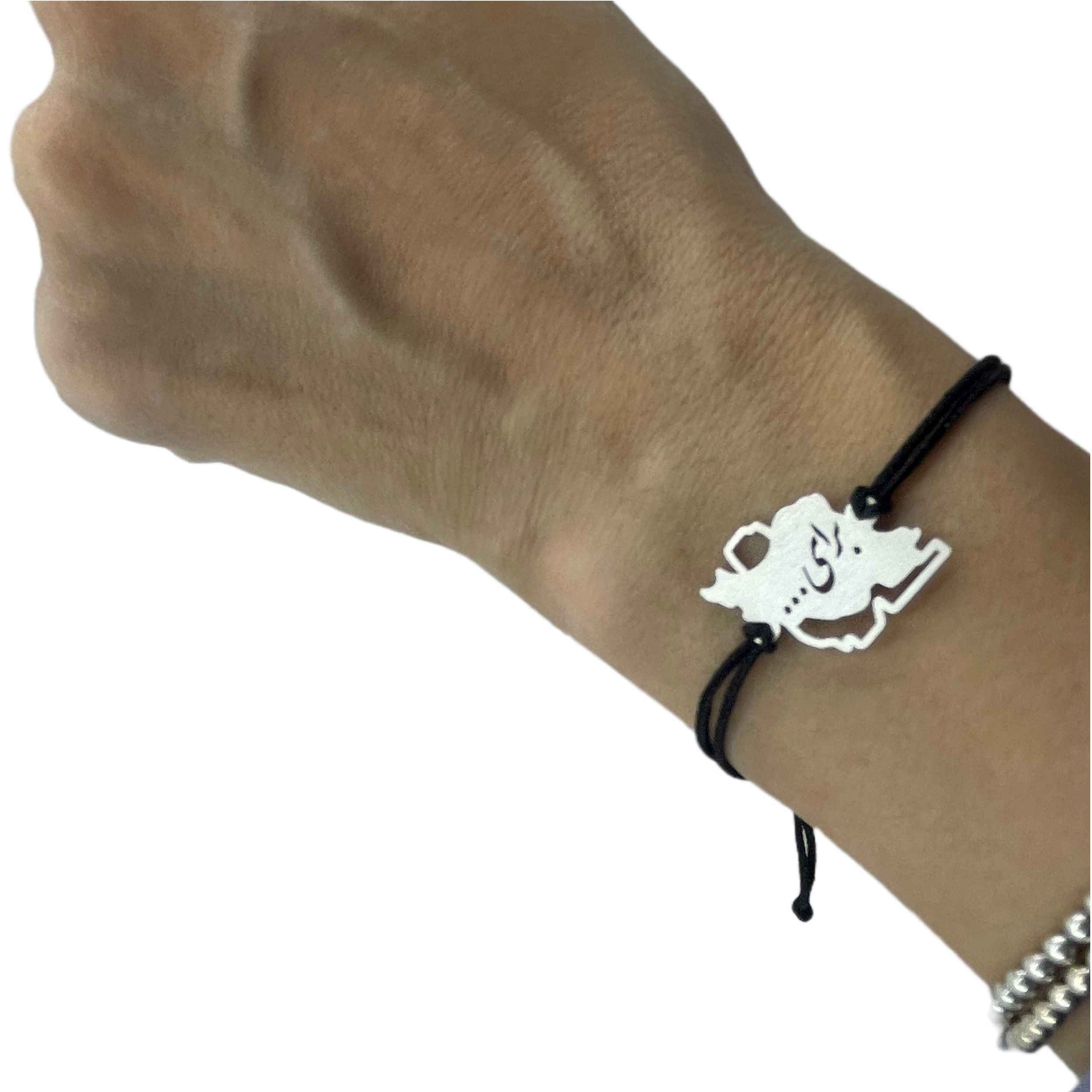Minimalistisches persisches Silberarmband mit Schnur – Iran Design