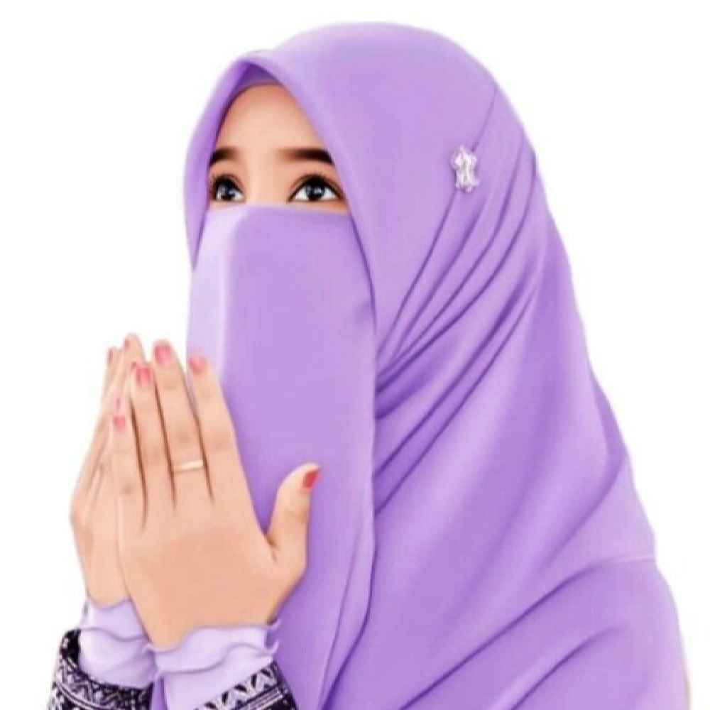 Fliederfarbener Muslimische Crepe Schal- & Halbe Niqab-Set für Frauen