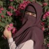 Brauner Muslimische quadratische Schal- & Niqab-Set für Frauen