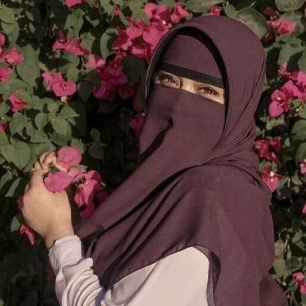 Brauner Muslimische quadratische Schal- & Niqab-Set für Frauen