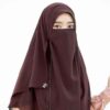 Brauner Muslimische quadratische Schal- & Niqab-Set für Frauen