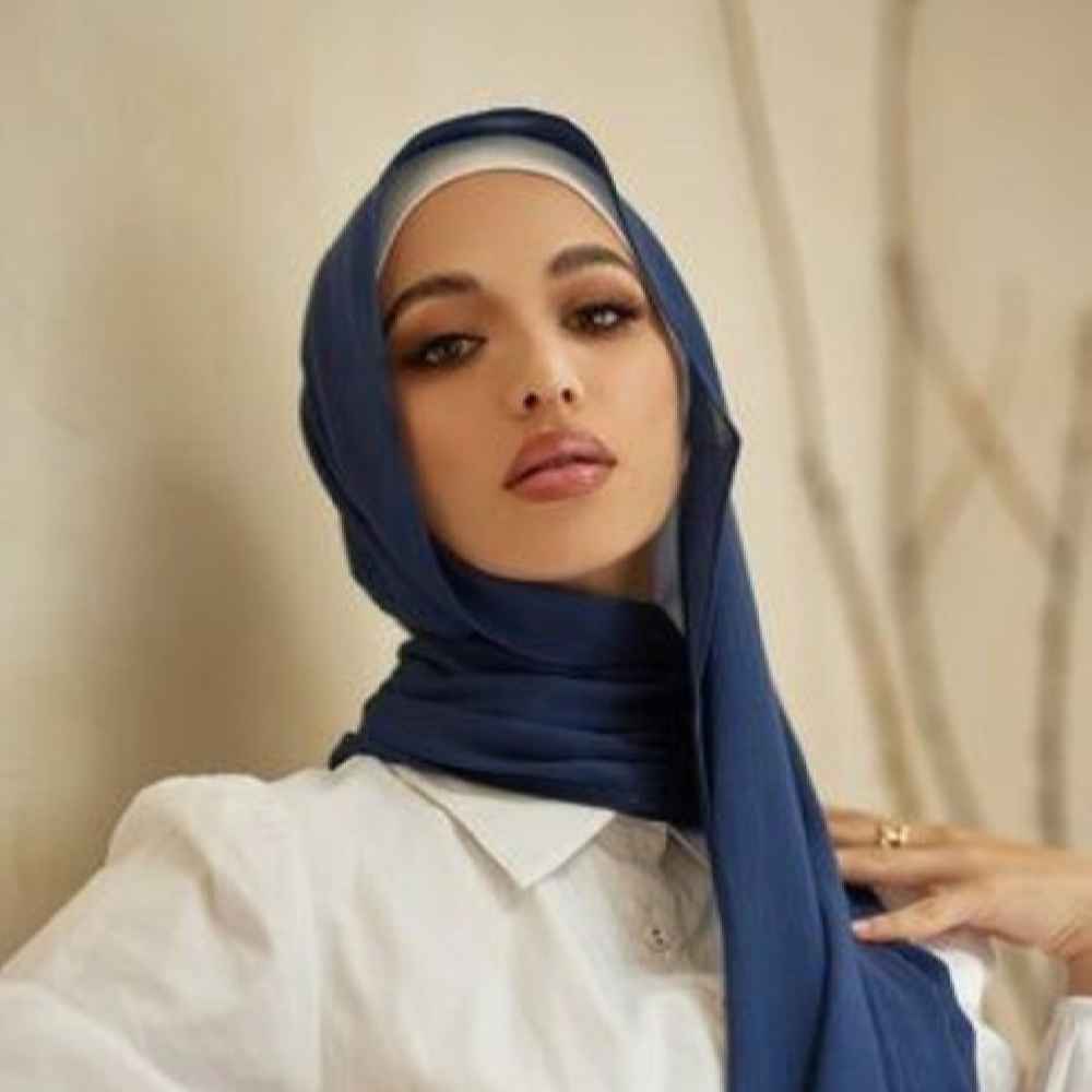 Marineblaues Chiffon Kopftuch Schal Hijab für muslimische Frauen