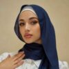 Marineblaues Chiffon Kopftuch Schal Hijab für muslimische Frauen
