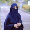 Marineblau Islamische Crepe quadratische Schal- & Niqab-Set für Frauen