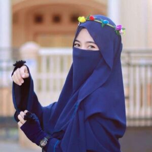 Marineblau Islamische Crepe quadratische Schal- & Niqab-Set für Frauen