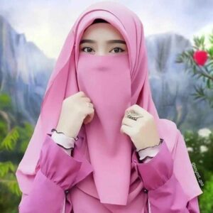 Rosa Islamische quadratische Schal- & Halbe Niqab-Set für Frauen