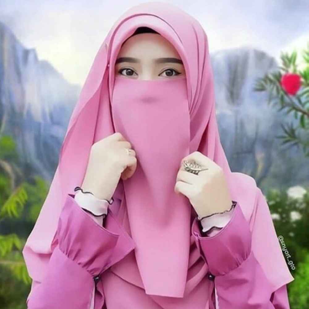 Rosa Islamische quadratische Schal- & Halbe Niqab-Set für Frauen