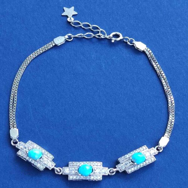 Silberarmband mit Türkisstein für Frauen Dara