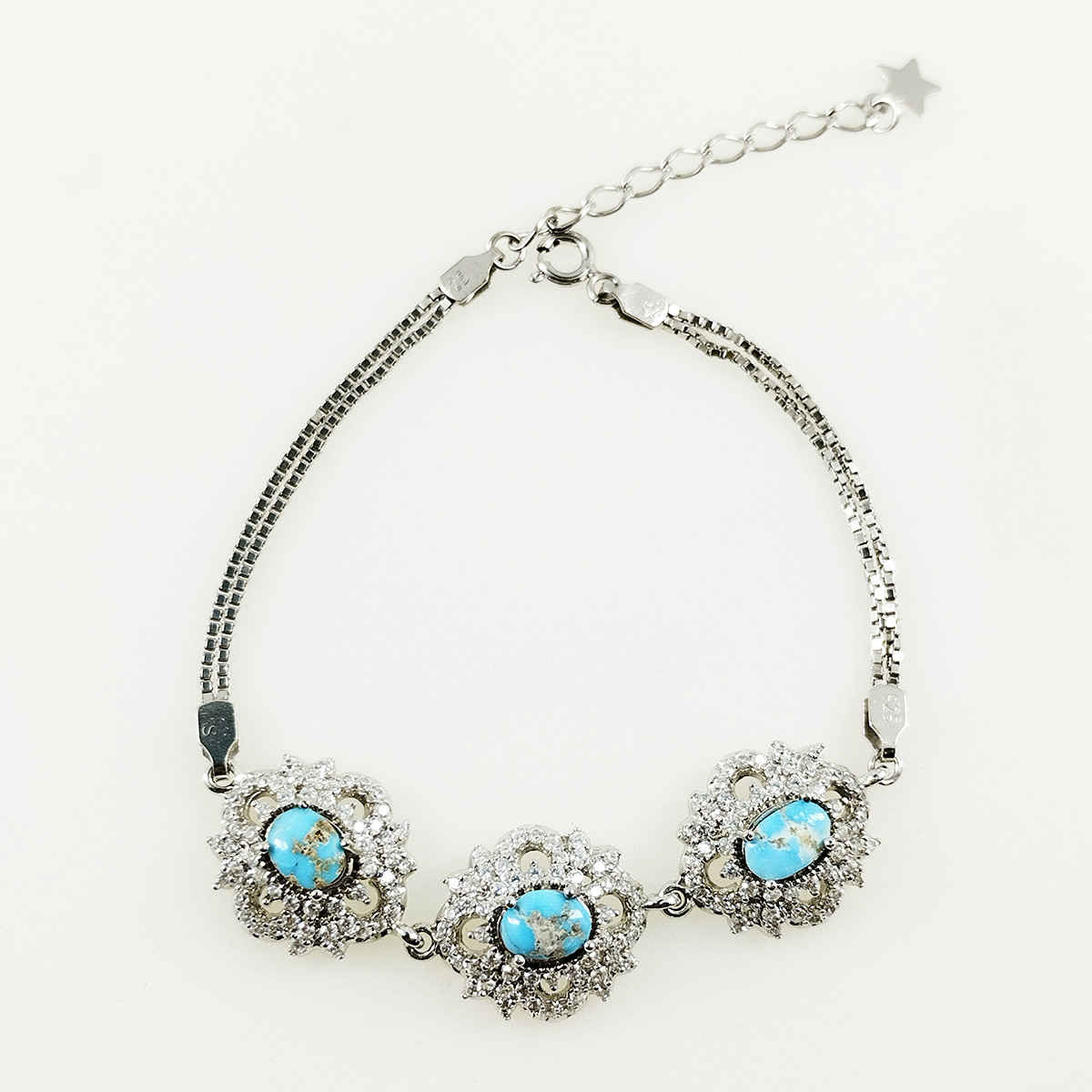 Silberarmband mit Türkisstein für Frauen Baran