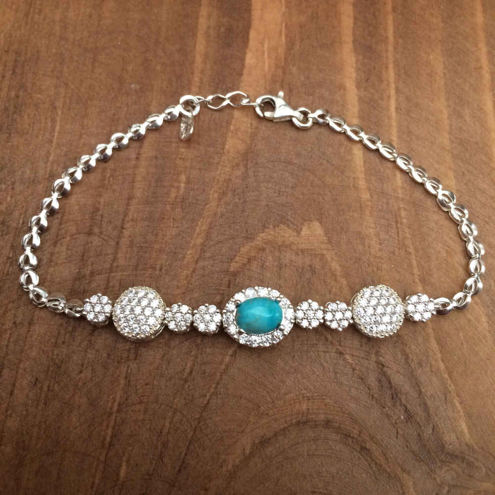 Silberarmband mit Türkisstein für Frauen Sana