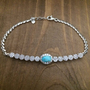 Silberarmband mit Türkisstein für Frauen Taha