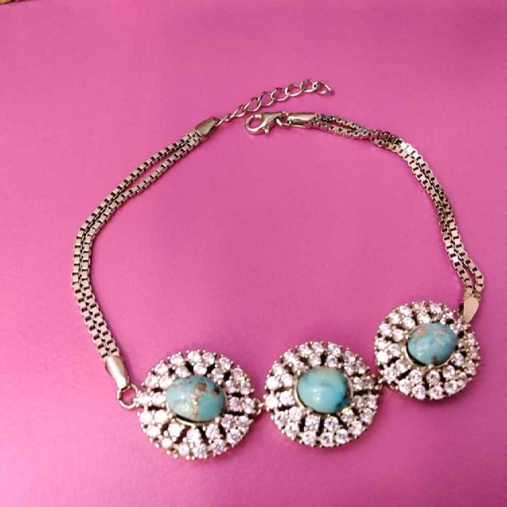 Silberarmband mit Türkisstein für Frauen Tina