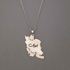 Minimalistische Halskette Modell Iran-Typografie und Karte
