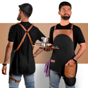 Barista-Schürze aus Leder & Stoff – Stilvoll & Strapazierfähig