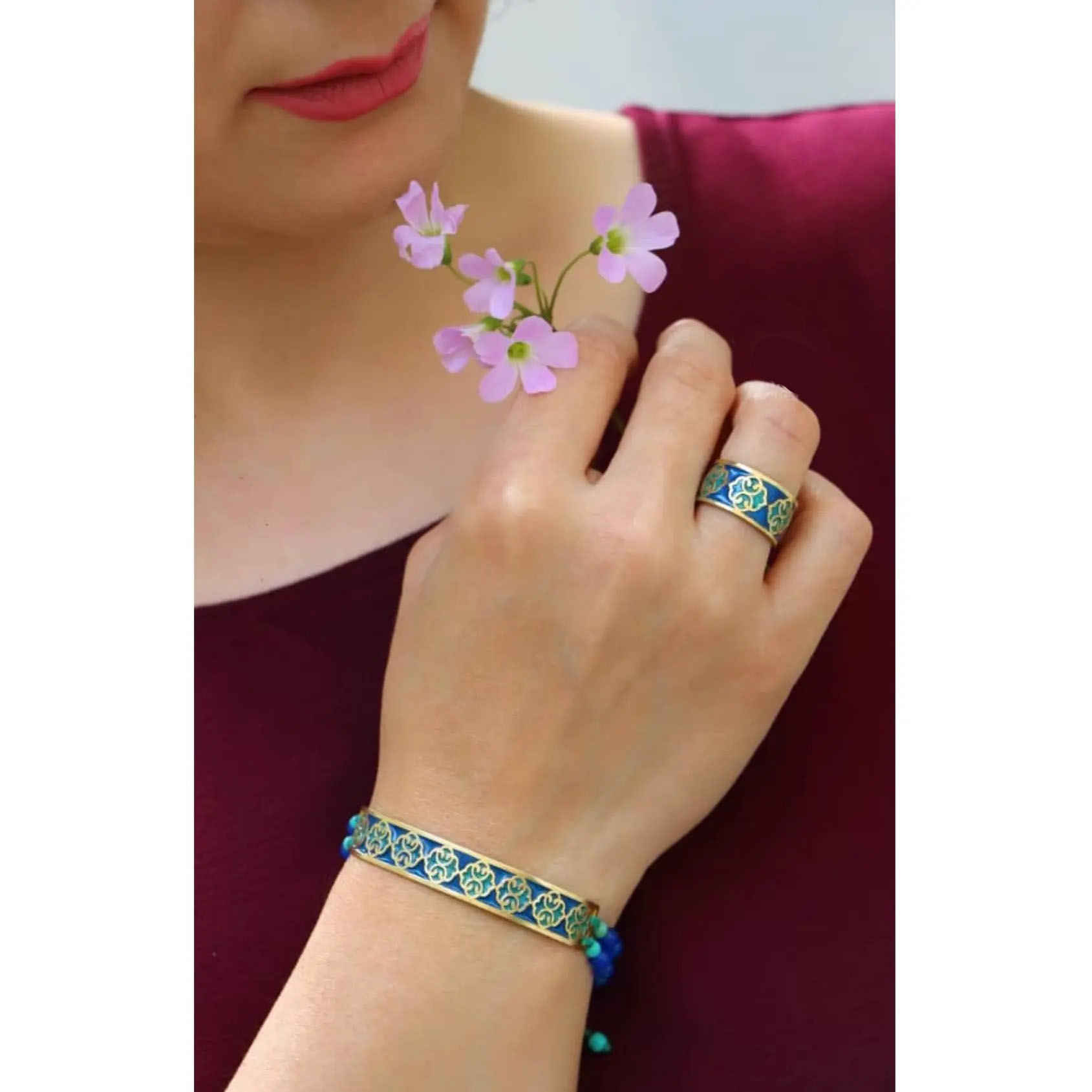 Persisches Messing-Armband- & Ring-Set Modell Eslimi