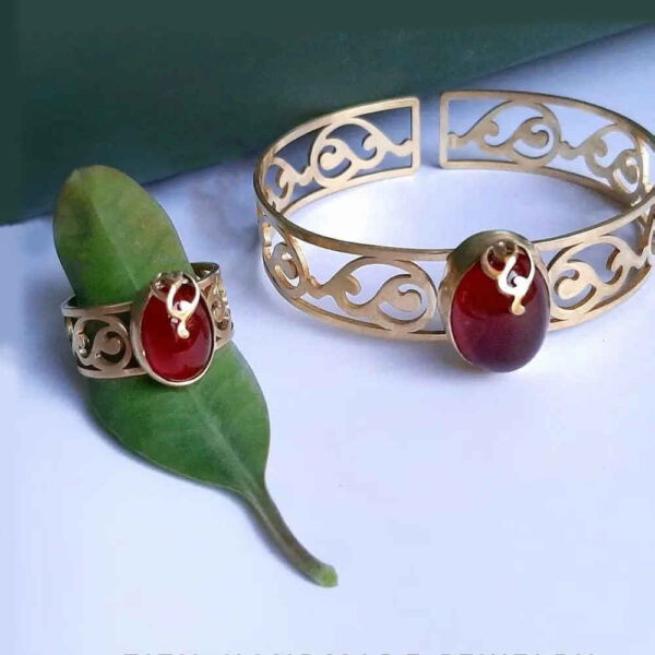 Persisches Messingarmband- und Ring-Set Modell Hana