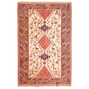 Vintage Persischer Woll Kelim Teppich handgewebt Qashqai in Rosa Farben