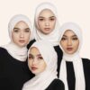 Weißes Chiffon Kopftuch Schal Hijab für muslimische Frauen