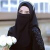 Schwarzer Islamische quadratische Schal- & Halbe Niqab-Set für Frauen