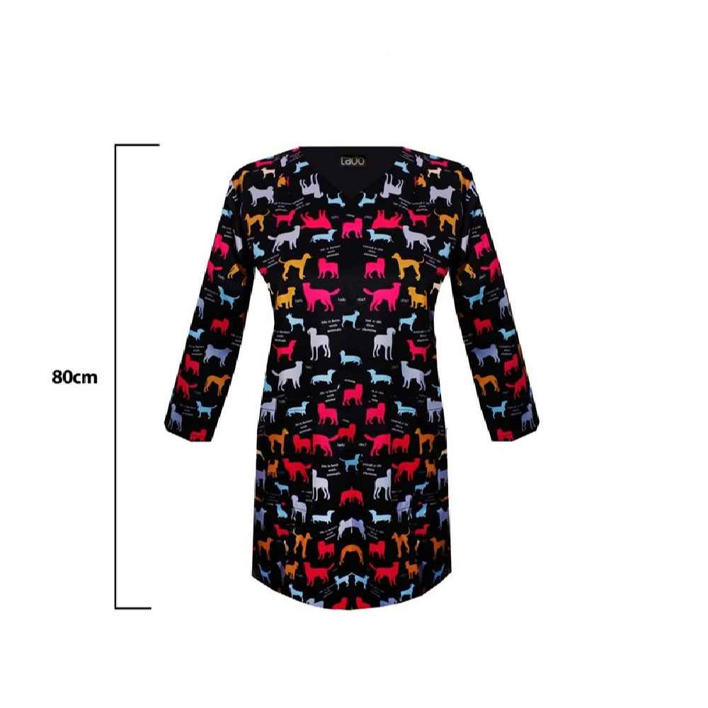 Damen-Schwarzes Veterinär-Scrub-Oberteil – Schick & Praktisch