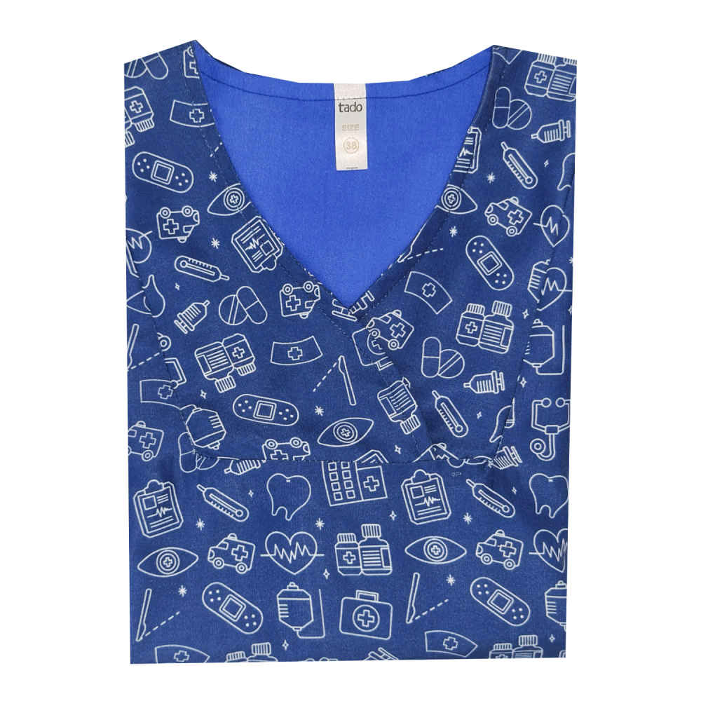 Damen-Blaues Krankenhaus-Scrub-Oberteil – Frisch & Zuverlässig