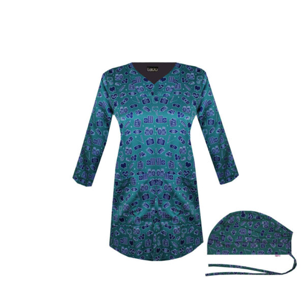 Damen-Blaues V-Ausschnitt Scrub-Oberteil – Klassisch & Bequem