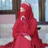 Roter Islamische quadratische Schal- & Halbe Niqab-Set für Frauen