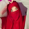 Roter Islamische quadratische Schal- & Halbe Niqab-Set für Frauen