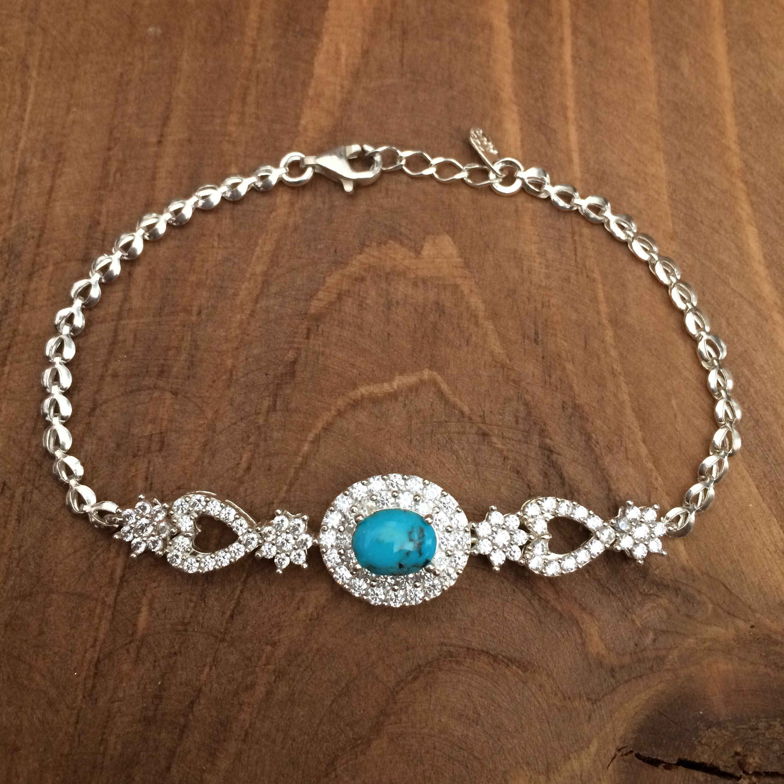 Silberarmband mit Türkisstein für Frauen Afra