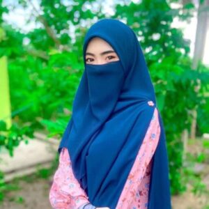 Yale Blue Islamische Crepe quadratische Schal- & Niqab-Set für Frauen