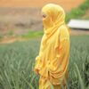 Gelb Islamische quadratische Schal- & Halbe Niqab-Set für Frauen