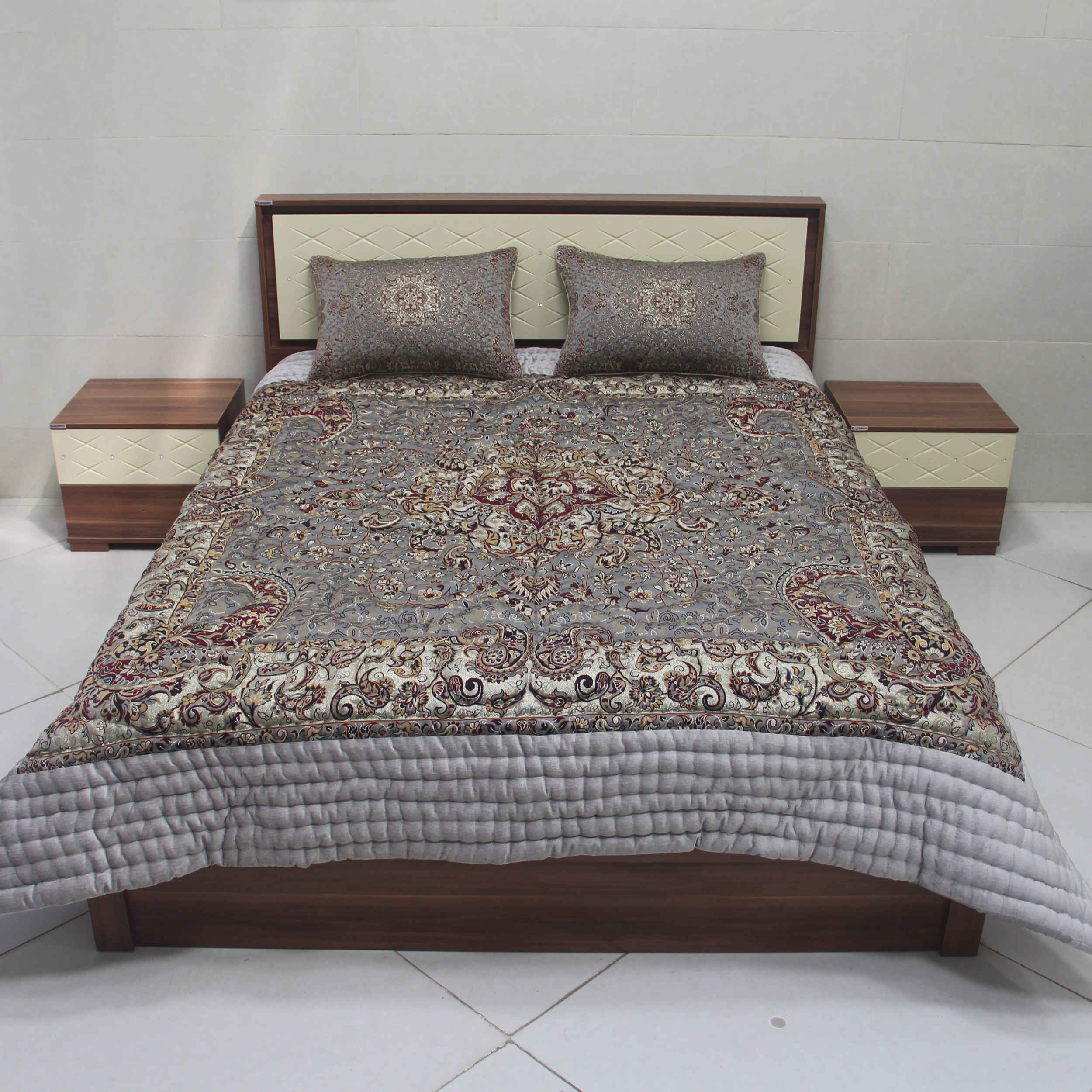 Persisches Bettüberwurf-Set – Orientalischer Stil, Doppelgröße mit Termeh-Stoff – Khatoon