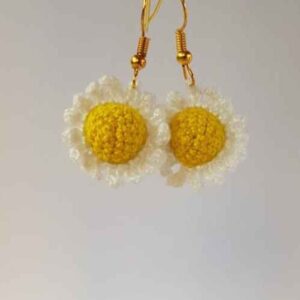 Handgefertigte Strick-Ohrringe für Frauen im Tropfen-Blumen-Design