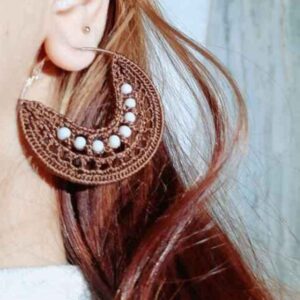 Handgefertigte Strick-Ohrringe für Frauen im Tropfen-Mond-Design