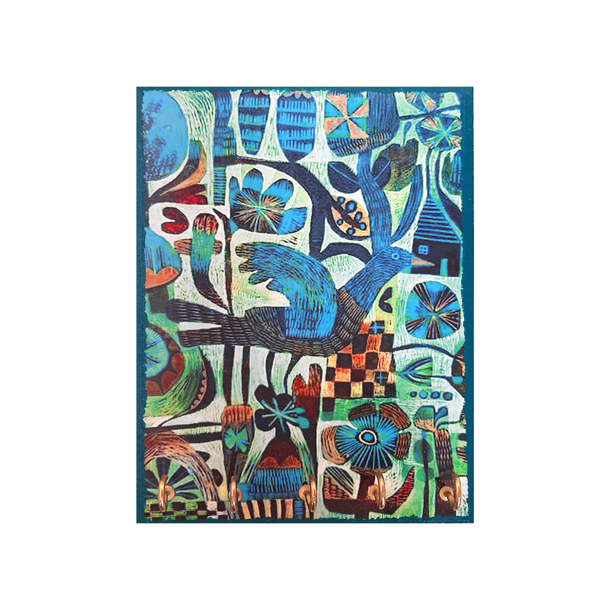 Dekorativer & handgefertigter Wand-Schlüsselhalter mit Design Vogel