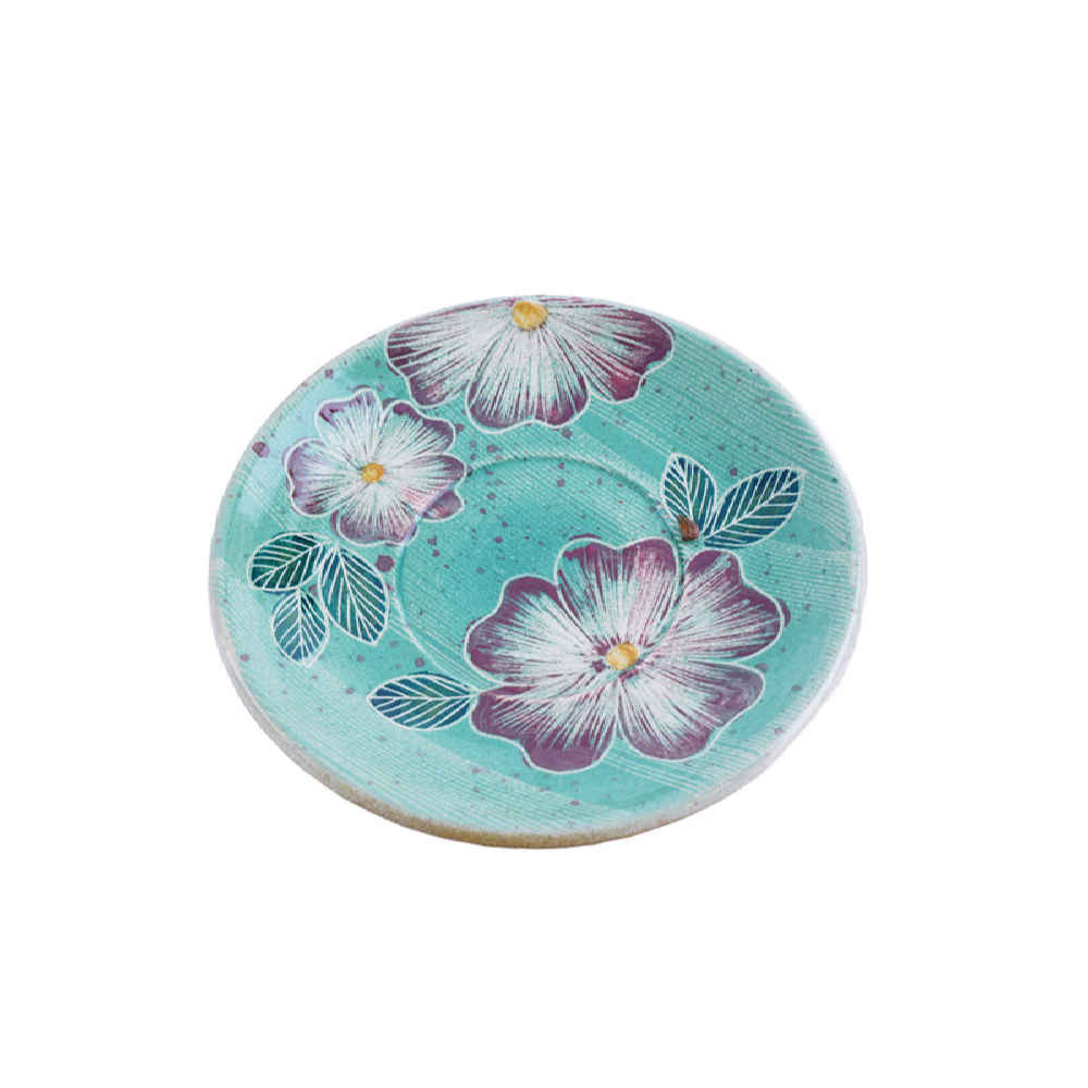 Persisches Teetassen-Set mit Untertasse – grünes Keramikmuster