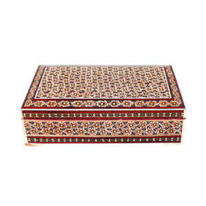 Handgefertigte Holz-Schmuckbox mit dekorativem persischen Khatam-Design