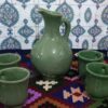 Set aus handgefertigter persischer Töpferkaraffe & Tassen Yasin